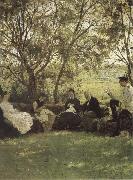 Ilya Repin On the Turf bench oil on canvas